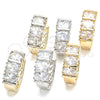 Oro Laminado Huggie Hoop, Gold Filled Style with White Cubic Zirconia, Polished, Two Tone, 02.210.0026.5.15