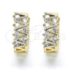 Oro Laminado Huggie Hoop, Gold Filled Style with White Cubic Zirconia, Polished, Two Tone, 02.210.0111.15