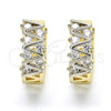 Oro Laminado Huggie Hoop, Gold Filled Style with White Cubic Zirconia, Polished, Two Tone, 02.210.0111.15