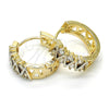 Oro Laminado Huggie Hoop, Gold Filled Style with White Cubic Zirconia, Polished, Two Tone, 02.210.0111.15