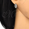 Rhodium Gold Filled Huggie Hoop, with White Cubic Zirconia, Polished, Rhodium Finish, 02.210.0111.1.15