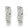 Rhodium Gold Filled Huggie Hoop, with White Cubic Zirconia, Polished, Rhodium Finish, 02.210.0111.1.15