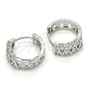 Rhodium Gold Filled Huggie Hoop, with White Cubic Zirconia, Polished, Rhodium Finish, 02.210.0111.1.15