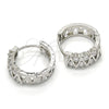 Rhodium Gold Filled Huggie Hoop, with White Cubic Zirconia, Polished, Rhodium Finish, 02.210.0111.1.15
