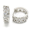 Rhodium Gold Filled Huggie Hoop, with White Cubic Zirconia, Polished, Rhodium Finish, 02.210.0111.1.15
