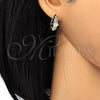 Oro Laminado Huggie Hoop, Gold Filled Style Baguette Design, with White Cubic Zirconia, Polished, Two Tone, 02.210.0085.2.15