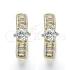 Oro Laminado Huggie Hoop, Gold Filled Style Baguette Design, with White Cubic Zirconia, Polished, Two Tone, 02.210.0085.2.15