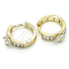 Oro Laminado Huggie Hoop, Gold Filled Style Baguette Design, with White Cubic Zirconia, Polished, Two Tone, 02.210.0085.2.15