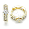 Oro Laminado Huggie Hoop, Gold Filled Style Baguette Design, with White Cubic Zirconia, Polished, Two Tone, 02.210.0085.2.15