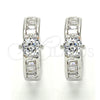 Rhodium Gold Filled Huggie Hoop, Baguette Design, with White Cubic Zirconia, Polished, Rhodium Finish, 02.210.0085.3.15