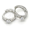 Rhodium Gold Filled Huggie Hoop, Baguette Design, with White Cubic Zirconia, Polished, Rhodium Finish, 02.210.0085.3.15