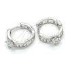 Rhodium Gold Filled Huggie Hoop, Baguette Design, with White Cubic Zirconia, Polished, Rhodium Finish, 02.210.0085.3.15