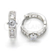 Rhodium Gold Filled Huggie Hoop, Baguette Design, with White Cubic Zirconia, Polished, Rhodium Finish, 02.210.0085.3.15
