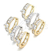 Rhodium Gold Filled Huggie Hoop, Baguette Design, with White Cubic Zirconia, Polished, Rhodium Finish, 02.210.0085.3.15