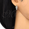 Oro Laminado Huggie Hoop, Gold Filled Style with White Cubic Zirconia, Polished, Two Tone, 02.210.0112.15