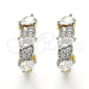 Oro Laminado Huggie Hoop, Gold Filled Style with White Cubic Zirconia, Polished, Two Tone, 02.210.0112.15