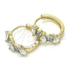 Oro Laminado Huggie Hoop, Gold Filled Style with White Cubic Zirconia, Polished, Two Tone, 02.210.0112.15