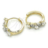 Oro Laminado Huggie Hoop, Gold Filled Style with White Cubic Zirconia, Polished, Two Tone, 02.210.0112.15