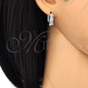 Rhodium Gold Filled Huggie Hoop, Teardrop Design, with White Cubic Zirconia, Polished, Rhodium Finish, 02.210.0112.1.15