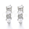 Rhodium Gold Filled Huggie Hoop, Teardrop Design, with White Cubic Zirconia, Polished, Rhodium Finish, 02.210.0112.1.15