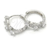Rhodium Gold Filled Huggie Hoop, Teardrop Design, with White Cubic Zirconia, Polished, Rhodium Finish, 02.210.0112.1.15