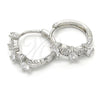 Rhodium Gold Filled Huggie Hoop, Teardrop Design, with White Cubic Zirconia, Polished, Rhodium Finish, 02.210.0112.1.15