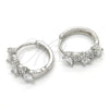 Rhodium Gold Filled Huggie Hoop, Teardrop Design, with White Cubic Zirconia, Polished, Rhodium Finish, 02.210.0112.1.15