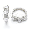 Rhodium Gold Filled Huggie Hoop, Teardrop Design, with White Cubic Zirconia, Polished, Rhodium Finish, 02.210.0112.1.15