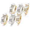 Rhodium Gold Filled Huggie Hoop, Teardrop Design, with White Cubic Zirconia, Polished, Rhodium Finish, 02.210.0112.1.15
