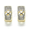 Oro Laminado Huggie Hoop, Gold Filled Style with White Cubic Zirconia, Polished, Two Tone, 02.210.0113.15