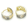 Oro Laminado Huggie Hoop, Gold Filled Style with White Cubic Zirconia, Polished, Two Tone, 02.210.0113.15