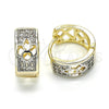 Oro Laminado Huggie Hoop, Gold Filled Style with White Cubic Zirconia, Polished, Two Tone, 02.210.0113.15
