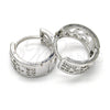 Rhodium Gold Filled Huggie Hoop, with White Cubic Zirconia, Polished, Rhodium Finish, 02.210.0113.1.15