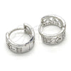 Rhodium Gold Filled Huggie Hoop, with White Cubic Zirconia, Polished, Rhodium Finish, 02.210.0113.1.15