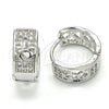 Rhodium Gold Filled Huggie Hoop, with White Cubic Zirconia, Polished, Rhodium Finish, 02.210.0113.1.15