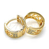 Oro Laminado Huggie Hoop, Gold Filled Style with White Cubic Zirconia, Polished, Golden Finish, 02.210.0113.2.15