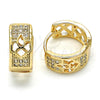 Oro Laminado Huggie Hoop, Gold Filled Style with White Cubic Zirconia, Polished, Golden Finish, 02.210.0113.2.15
