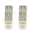 Oro Laminado Huggie Hoop, Gold Filled Style with White Cubic Zirconia, Polished, Two Tone, 02.210.0115.15