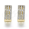 Oro Laminado Huggie Hoop, Gold Filled Style with White Cubic Zirconia, Polished, Two Tone, 02.210.0115.15