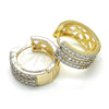 Oro Laminado Huggie Hoop, Gold Filled Style with White Cubic Zirconia, Polished, Two Tone, 02.210.0115.15