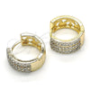 Oro Laminado Huggie Hoop, Gold Filled Style with White Cubic Zirconia, Polished, Two Tone, 02.210.0115.15