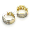 Oro Laminado Huggie Hoop, Gold Filled Style with White Cubic Zirconia, Polished, Two Tone, 02.210.0115.15