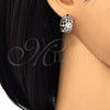 Oro Laminado Huggie Hoop, Gold Filled Style with White Cubic Zirconia, Polished, Two Tone, 02.210.0116.20