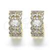 Oro Laminado Huggie Hoop, Gold Filled Style with White Cubic Zirconia, Polished, Two Tone, 02.210.0116.20