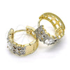 Oro Laminado Huggie Hoop, Gold Filled Style with White Cubic Zirconia, Polished, Two Tone, 02.210.0116.20