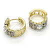 Oro Laminado Huggie Hoop, Gold Filled Style with White Cubic Zirconia, Polished, Two Tone, 02.210.0116.20