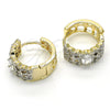 Oro Laminado Huggie Hoop, Gold Filled Style with White Cubic Zirconia, Polished, Two Tone, 02.210.0116.20