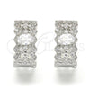 Rhodium Gold Filled Huggie Hoop, with White Cubic Zirconia, Polished, Rhodium Finish, 02.210.0116.1.20