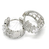 Rhodium Gold Filled Huggie Hoop, with White Cubic Zirconia, Polished, Rhodium Finish, 02.210.0116.1.20