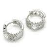 Rhodium Gold Filled Huggie Hoop, with White Cubic Zirconia, Polished, Rhodium Finish, 02.210.0116.1.20